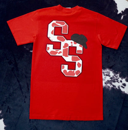 RED COWPRINT SS T-SHIRT