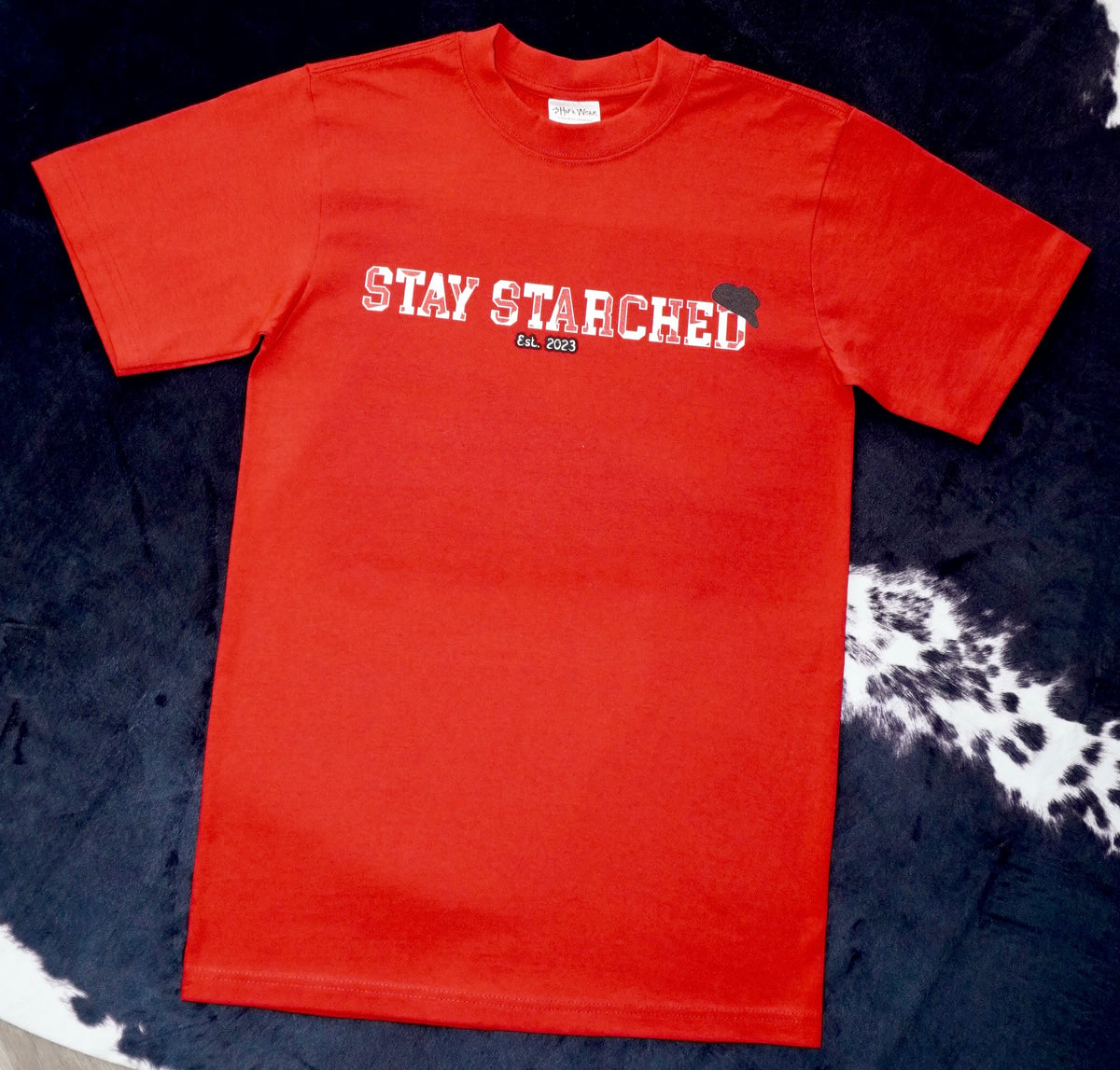 RED COWPRINT SS T-SHIRT