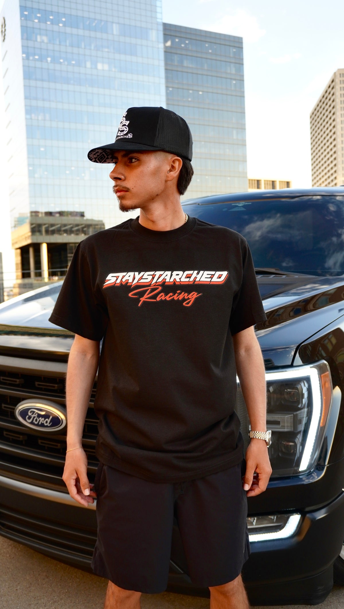 STAY STARCHED RACING T-SHIRT