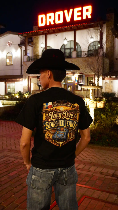 BLACK "LONG LIVE STARCHED JEANS" T-SHIRT