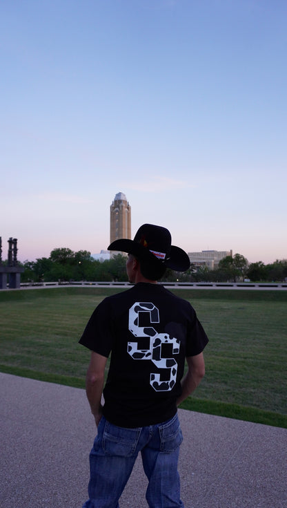 BLACK COW PRINT "SS" T-SHIRT