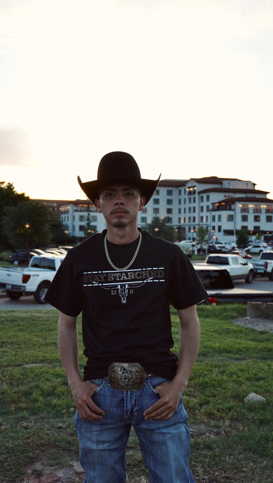 BLACK SS LONGHORN T-SHIRT