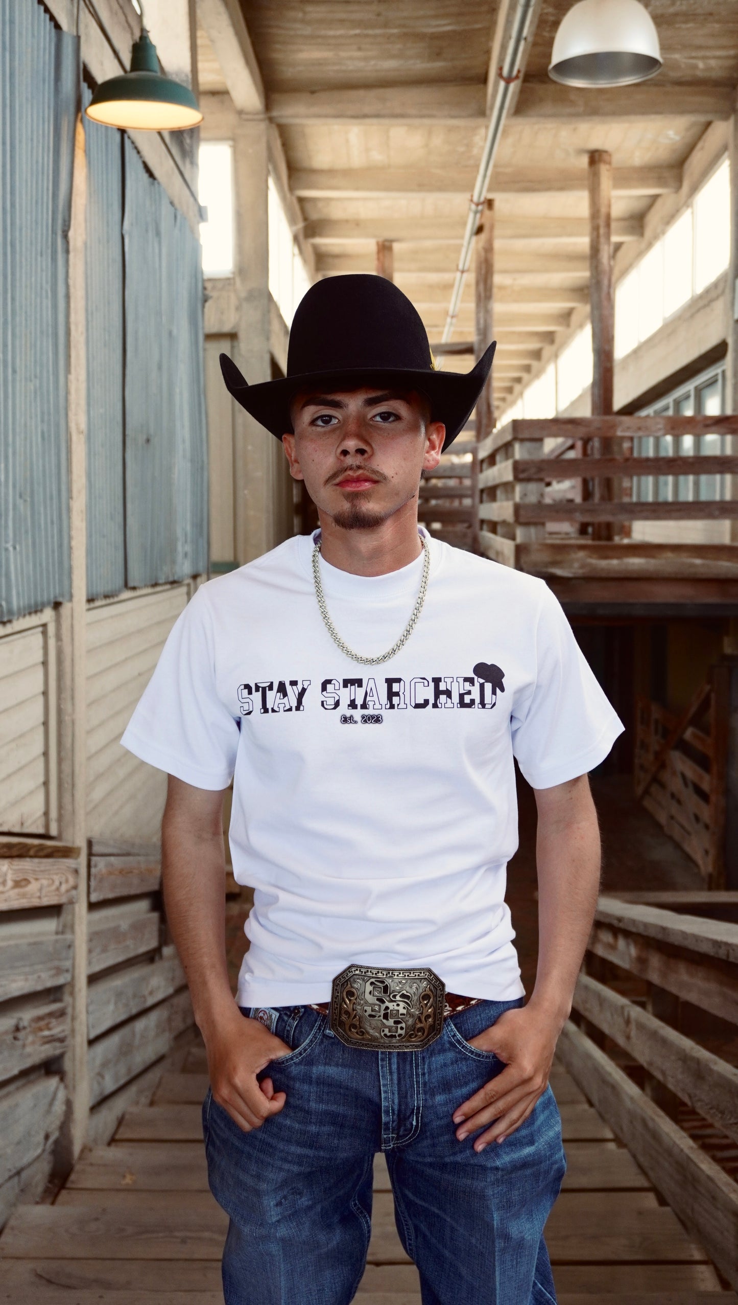 WHITE COW PRINT "SS" T-SHIRT