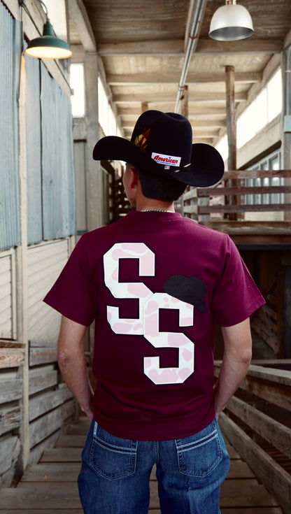 MAROON "SS" T-SHIRT