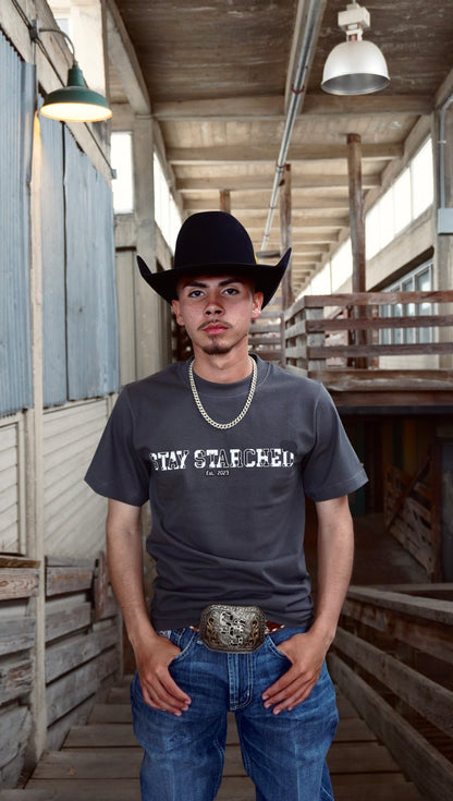 DARK GRAY COW PRINT "SS" T-SHIRT