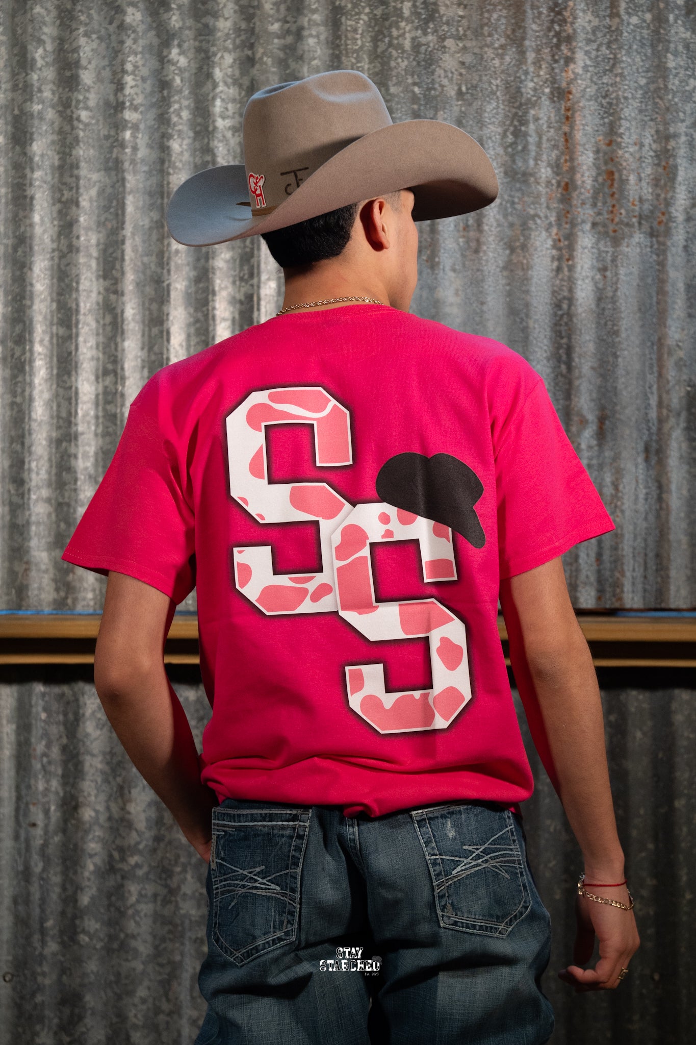 PINK COW PRINT "SS" T-SHIRT