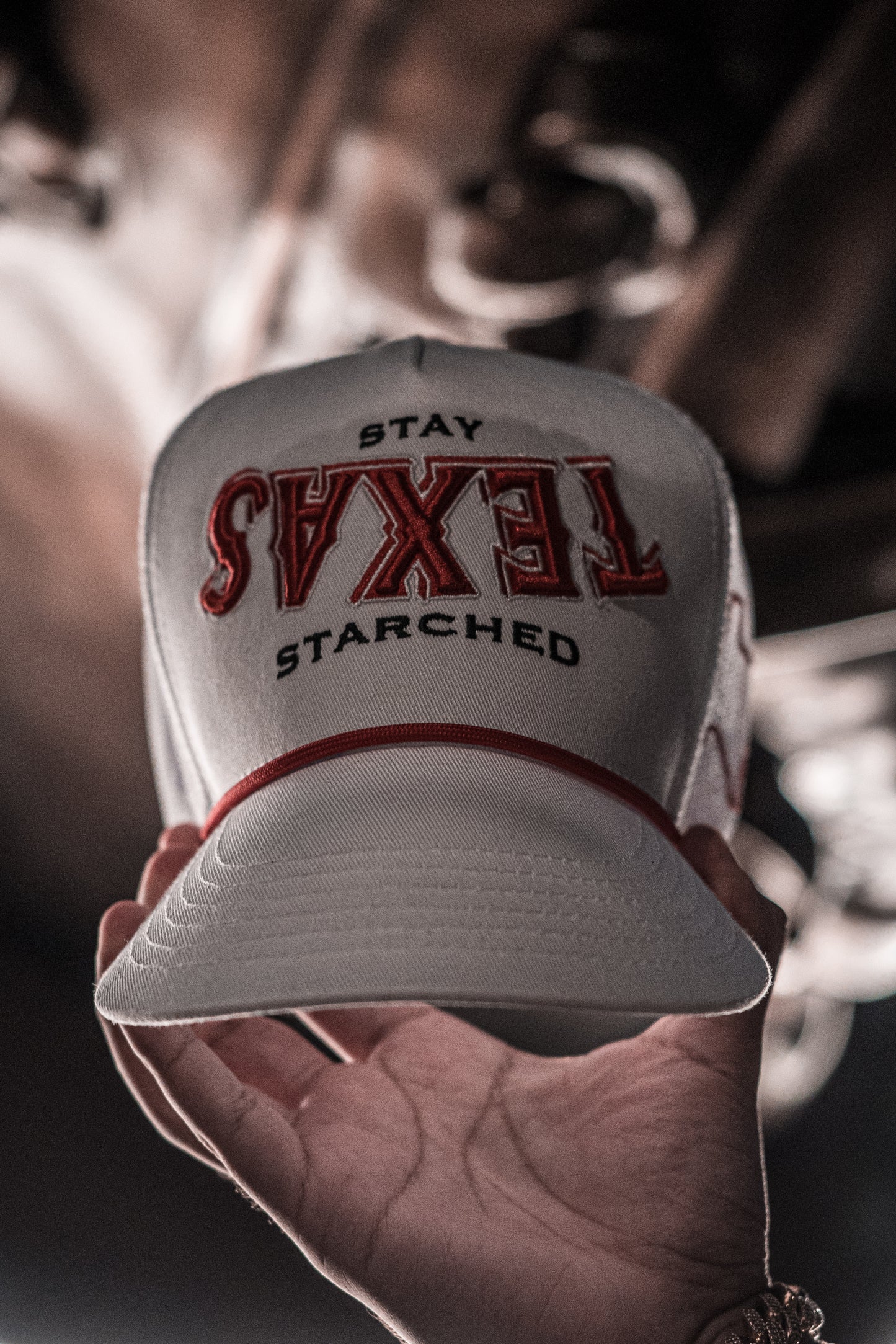 WHITE & RED "TEXAS" SS CAP