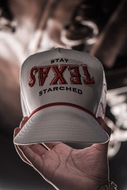 WHITE & RED "TEXAS" SS CAP