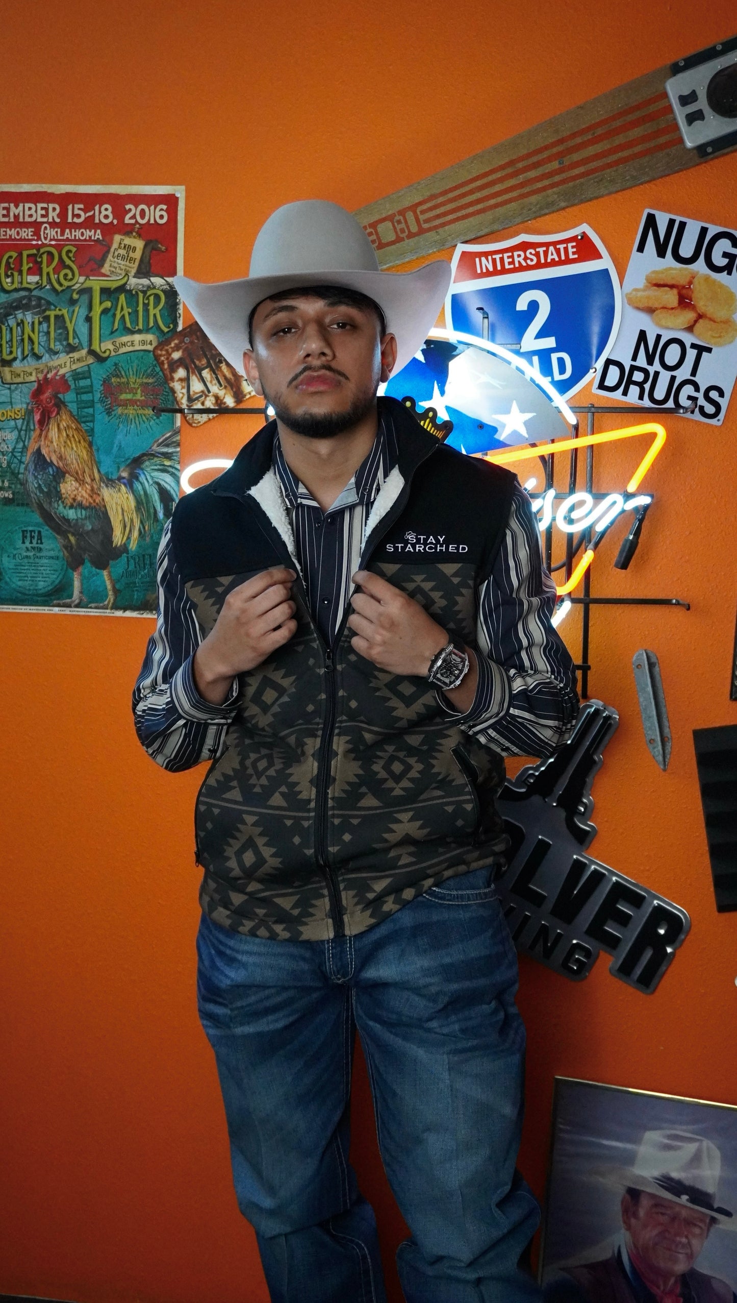 NATIVE BROWN AZTEC VEST